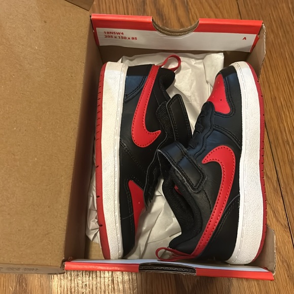 Nike Court Borough Low 2 TD Toddler 9c Red Black White - Picture 9 of 9